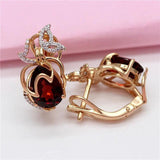 Purple Geometric Water Drop Ruby Earrings 14K Rose Plated Butterfly Jewelry