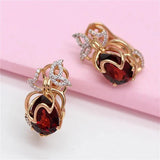 Purple Geometric Water Drop Ruby Earrings 14K Rose Plated Butterfly Jewelry