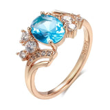 Natural Zircon Rings Peach Heart Cutting 585 Rose Golden Wedding Jewelry