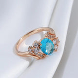 Natural Zircon Rings Peach Heart Cutting 585 Rose Golden Wedding Jewelry