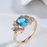 Natural Zircon Rings Peach Heart Cutting 585 Rose Golden Wedding Jewelry