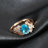 Natural Zircon Rings Peach Heart Cutting 585 Rose Golden Wedding Jewelry