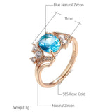 Natural Zircon Rings Peach Heart Cutting 585 Rose Golden Wedding Jewelry