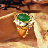 Foydjew Italian Vintage Jewelry Emerald Green Stone Rings