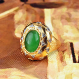 Foydjew Italian Vintage Jewelry Emerald Green Stone Rings
