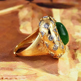 Foydjew Italian Vintage Jewelry Emerald Green Stone Rings
