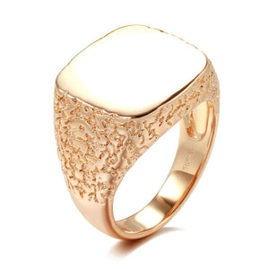 Men's Rose Ring Square Relief Fine Jewelry Gift