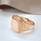 Men's Rose Ring Square Relief Fine Jewelry Gift