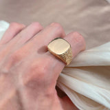 Men's Rose Ring Square Relief Fine Jewelry Gift