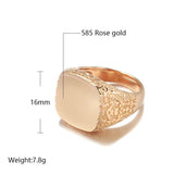 Men's Rose Ring Square Relief Fine Jewelry Gift