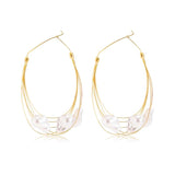 Pearl Big Hoop Earrings Layered Circle Jewelry