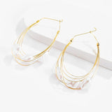 Pearl Big Hoop Earrings Layered Circle Jewelry