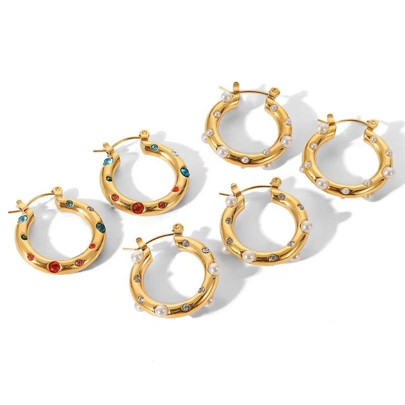 Youthway CZ Pearl Stainless Earrings High Jewelry Women