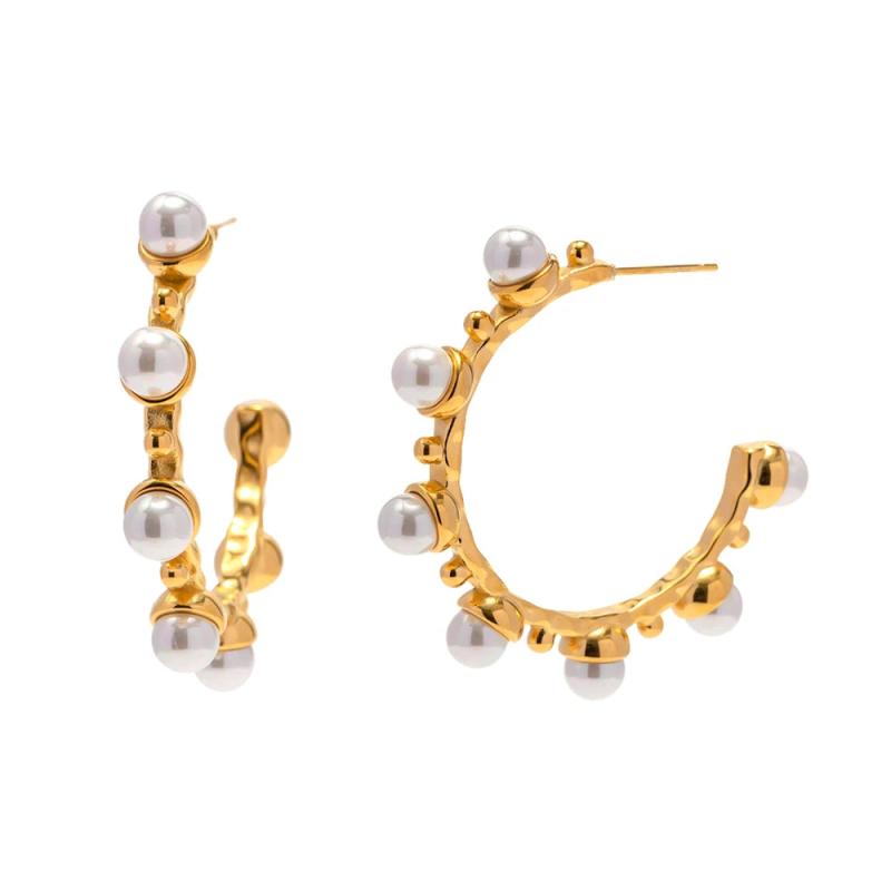 Uworld Minimalist Pearl Beads Hoop Earring