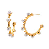 Uworld Minimalist Pearl Beads Hoop Earring