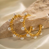 Uworld Minimalist Pearl Beads Hoop Earring