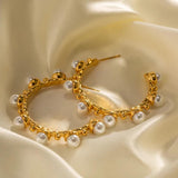 Uworld Minimalist Pearl Beads Hoop Earring