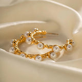 Uworld Minimalist Pearl Beads Hoop Earring