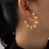Uworld Minimalist Pearl Beads Hoop Earring