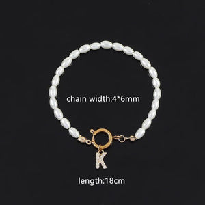 Classic Initial Bracelet Women Pearl Bead Jewelry Gift