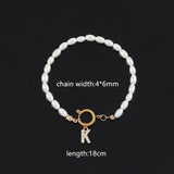 Classic Initial Bracelet Women Pearl Bead Jewelry Gift