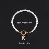 Classic Initial Bracelet Women Pearl Bead Jewelry Gift