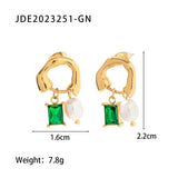 Vintage Charm Zircon Pearl Drop Earrings 18K Plated Jewelry