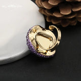 Baroque Freshwater Pearl Ring Purple Crystal Gemstone Women's Jewelry Gift