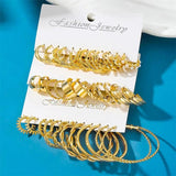 Boho Pearl Metal Hoop Earrings Gold-Color Jewelry