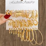 Boho Pearl Metal Hoop Earrings Gold-Color Jewelry