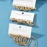 Boho Pearl Metal Hoop Earrings Gold-Color Jewelry