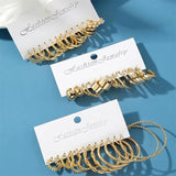 Boho Pearl Metal Hoop Earrings Gold-Color Jewelry