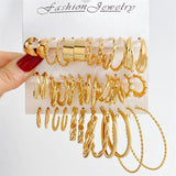 Boho Pearl Metal Hoop Earrings Gold-Color Jewelry