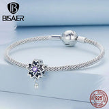 925 Silver Moon Tassel Purple CZ Charm Pearl Pendant