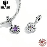 925 Silver Moon Tassel Purple CZ Charm Pearl Pendant