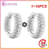 Copper Alloy Pearl Hoop Earrings Round Circle Smooth Metal Huggie Jewelry