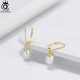 14K 925 Silver Dangle Pearl Earrings Natural Baroque Pearl for Women