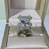 925 Silver Heart Ring CZ Micro Pave Cubic Zirconia Fully Iced Out Bling