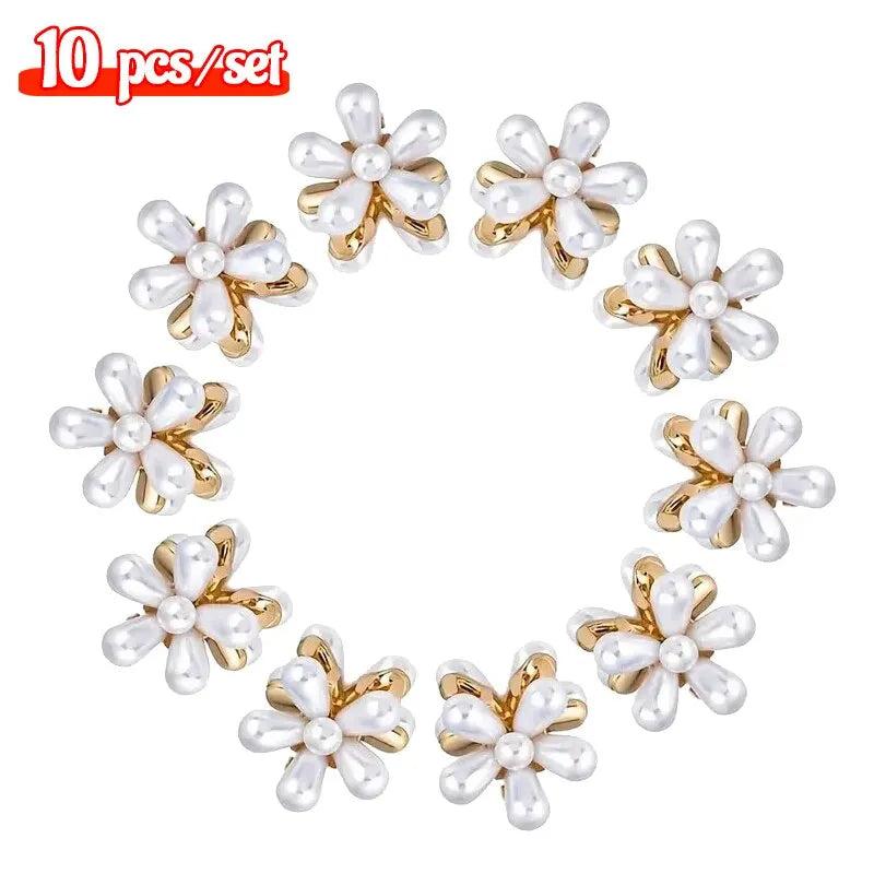 10 Pcs Small Pearl Hair Claw Clips Mini Pearl Claw Clips