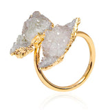 Irregular Druzy Stone Open Ring Crystal Cluster Finger Jewelry Gold