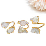Irregular Druzy Stone Open Ring Crystal Cluster Finger Jewelry Gold