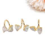 Irregular Druzy Stone Open Ring Crystal Cluster Finger Jewelry Gold