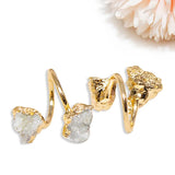 Irregular Druzy Stone Open Ring Crystal Cluster Finger Jewelry Gold