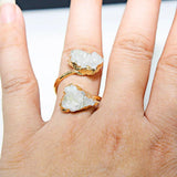 Irregular Druzy Stone Open Ring Crystal Cluster Finger Jewelry Gold