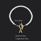 Letter Initial Pearl Bracelet Toggle Clasp Women's Jewelry Gift