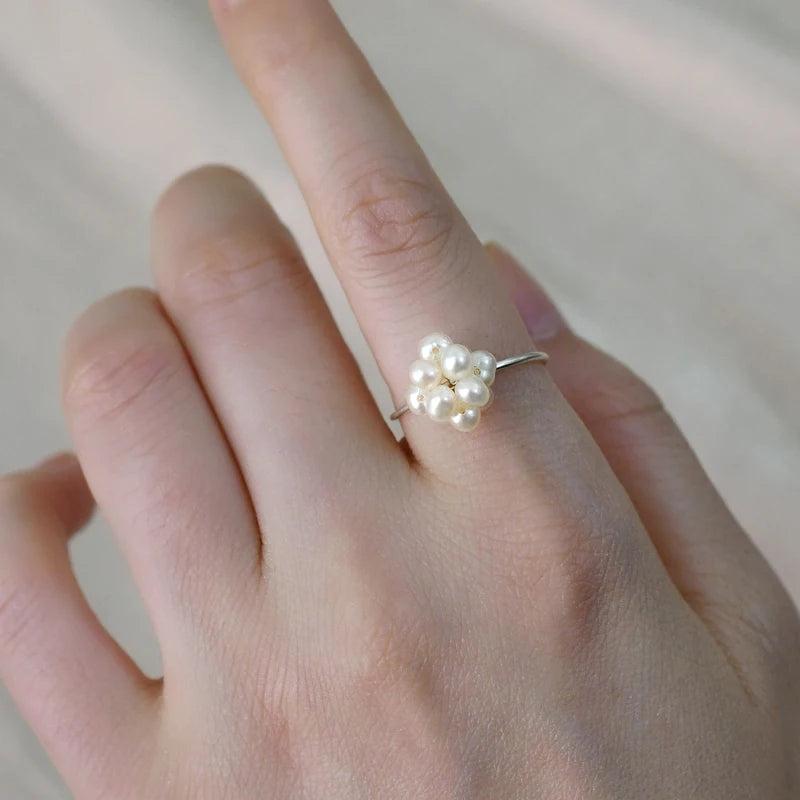 925 Silver Pearl Ring for Women Girl Jewelry