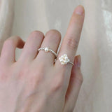 925 Silver Pearl Ring for Women Girl Jewelry