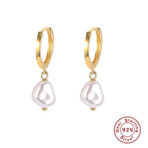 Baroque Pearl Earrings Sterling Silver Zircon Piercing Jewelry