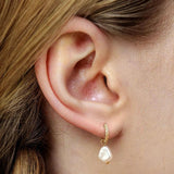Baroque Pearl Earrings Sterling Silver Zircon Piercing Jewelry