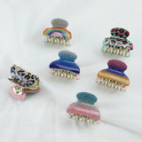 6PCS Acrylic Floral Crab Hair Claw Clip Leopard Barrette Clamp Set